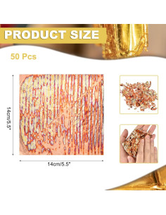 Hojas de Oro Imitación MECCANIXITY 50 Pcs 14x14cm Cobre 2