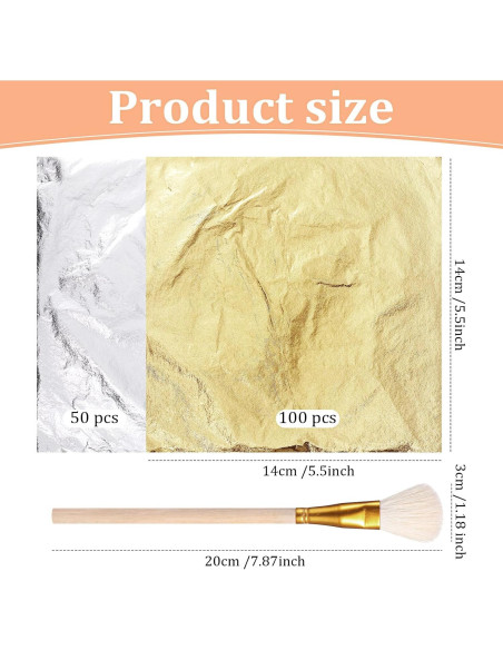 Cunhill Hojas de Folio Dorado 150 Unidades 14x14 cm