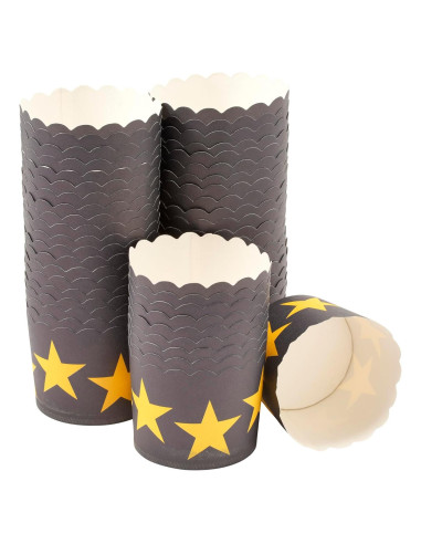 Copas de Hornear DecoPac 50 Unidades Negro Estrellas Doradas