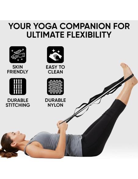 Correa de Estiramiento de Yoga Toxford 190.5 cm Negra
