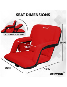 Asiento de Estadio Driftsun Deluxe Rojo con Soporte Espalda 2