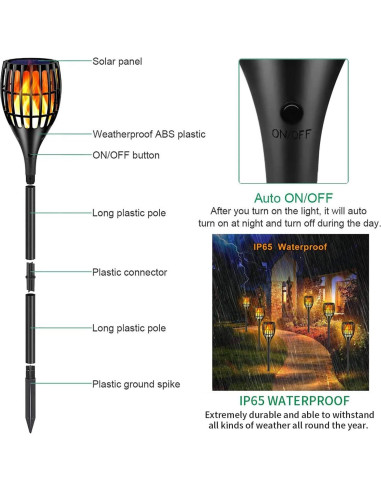 Luces Solares de Antorcha Ollivage, 4 Paquete, 109 cm, Impermeables