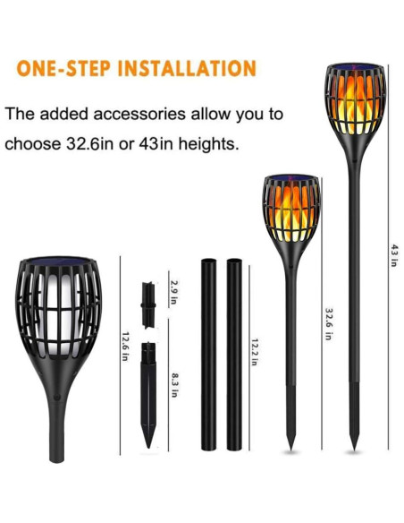 Luces Solares de Antorcha Ollivage, 4 Paquete, 109 cm, Impermeables