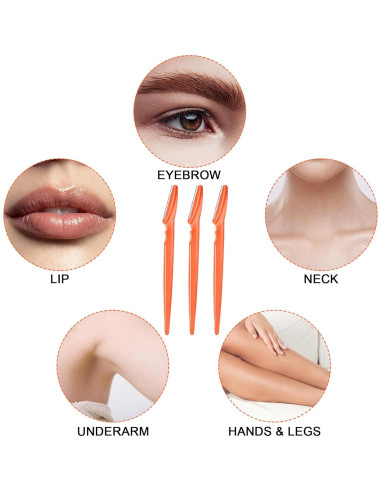 12 Navajas Faciales HFATMOS para Cejas y Dermaplaning