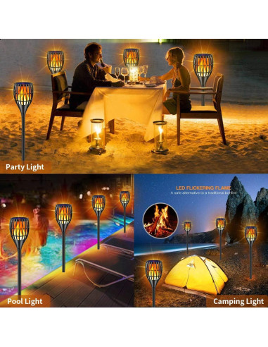 Luces Solares de Antorcha Ollivage, 4 Paquete, 109 cm, Impermeables