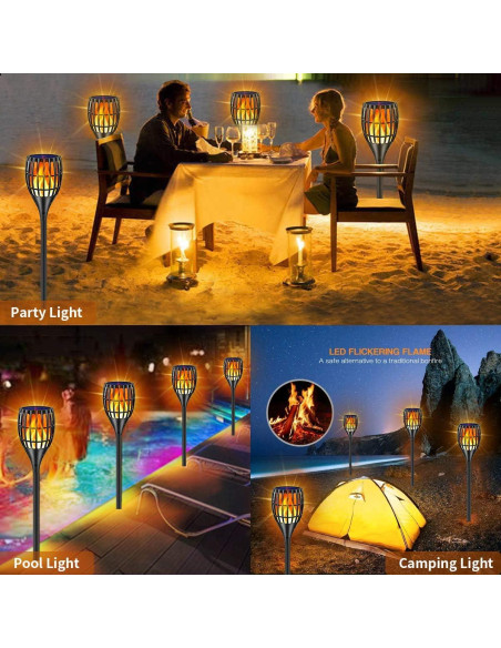 Luces Solares de Antorcha Ollivage, 4 Paquete, 109 cm, Impermeables