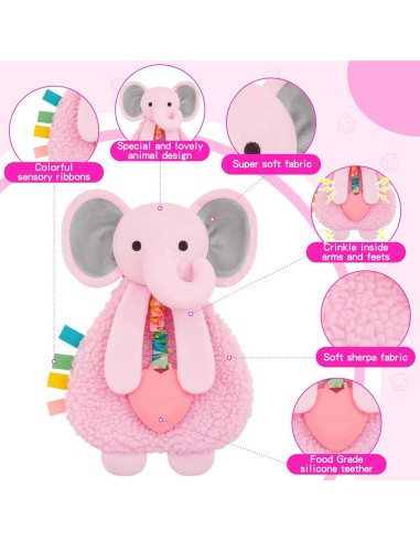 Lovey Pro Goleem Elefante Rosa con Mordedor para Bebés