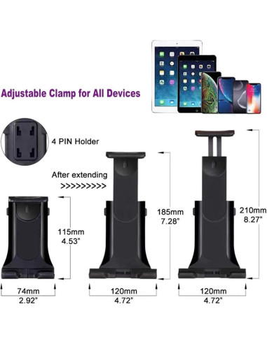 Soporte para Teléfono y Tablet en Portavasos leQuiven - Ajustable, Negro