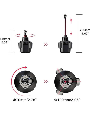 Soporte para Teléfono y Tablet en Portavasos leQuiven - Ajustable, Negro