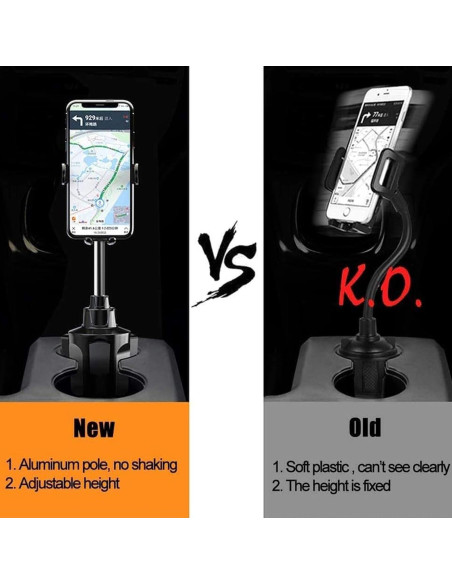 Soporte para Teléfono y Tablet en Portavasos leQuiven - Ajustable, Negro Soporte para Teléfono y Tablet en Portavasos leQuiven - Ajustable, Negro