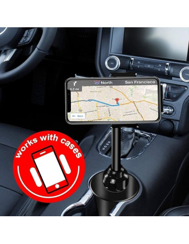 Soporte para Teléfono y Tablet en Portavasos leQuiven - Ajustable, Negro