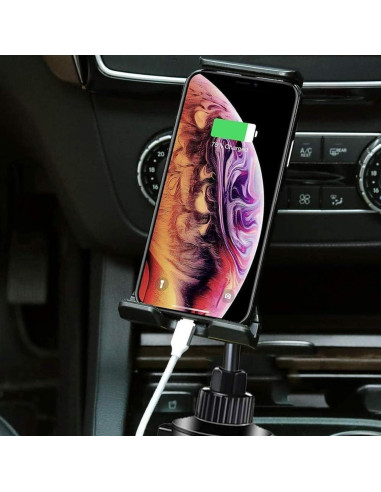 Soporte para Teléfono y Tablet en Portavasos leQuiven - Ajustable, Negro