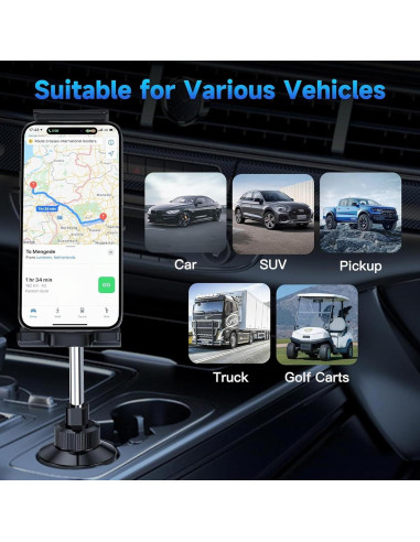 Soporte para Teléfono y Tablet en Portavasos leQuiven - Ajustable, Negro