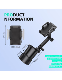 Soporte 2 en 1 para Teléfono y Taza GRANDI Ajustable Negro 2