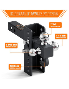 Enganche de Remolque Ajustable AC-DK Tri Ball 13.39 kg 2