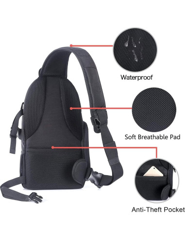 Bolsa de Mensajero MOSISO para Cámara DSLR/SRL/Mirrorless Negra