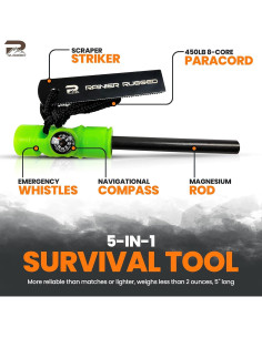 Kit de Supervivencia 5-en-1 Rainier Rugged con Brújula y Silbato 2