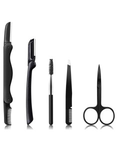 Kit de Cuidado de Cejas KAJUDA 5 en 1 - Rasuradora, Tijeras, Pinzas