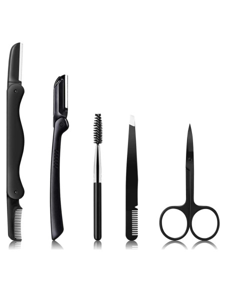 Kit de Cuidado de Cejas KAJUDA 5 en 1 - Rasuradora, Tijeras, Pinzas
