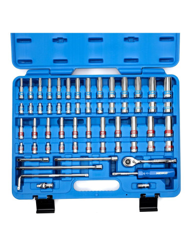 Juego de Carraca y Enchufes NEIKO 58 Piezas Acero Vanadio