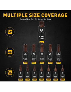 Juego de 16 Piezas Enchufe Torx ELEAD T8-T60 Acero S2 2
