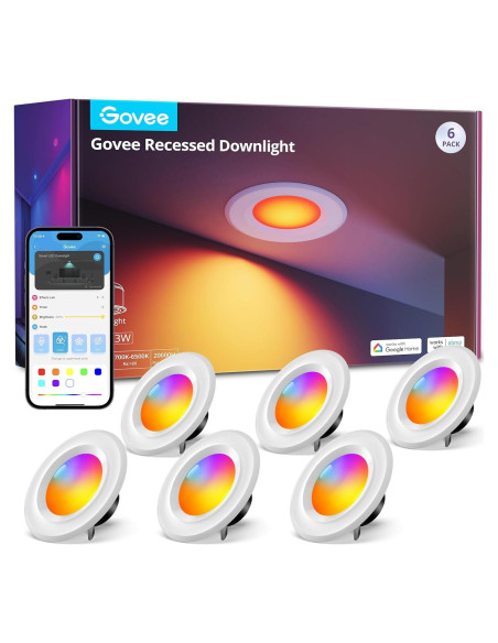 Downlights empotrados Govee H601C 6" Wi-Fi Bluetooth RGBWW 1000 lúmenes