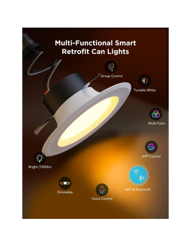 Downlights empotrados Govee H601C 6" Wi-Fi Bluetooth RGBWW 1000 lúmenes
