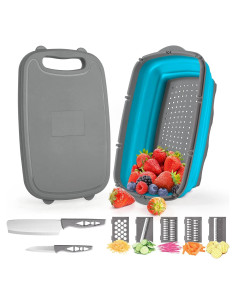 Tabla de Cortar Plegable Gintan 9-en-1 con Colador 34x22cm