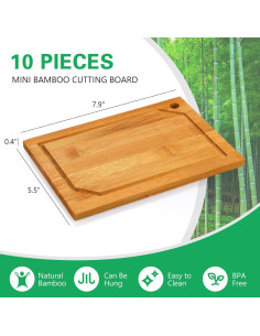 Yinkin 10 Mini Tablas de Charcutería de Bambú 20.1x14cm 2