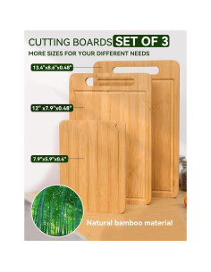 Set de Tablas de Cortar de Bambú Guojanfon 3 Piezas Ecológicas 2