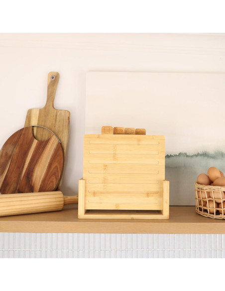 Juego de tablas de cortar de bambú EZTICO con tijeras y soporte