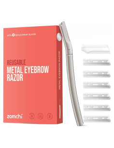 Rasuradora de Cejas ZOMCHI Plata con 6 Cuchillas para Hombres y Mujeres