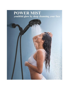 Cabezal de Ducha Diiwet Negro Mate 7 Modos 2.5 GPM con Manguera 2