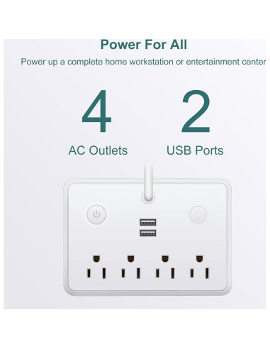 Lámpara de Escritorio LED Romatico con 2 Puertos USB y 4 Salidas AC