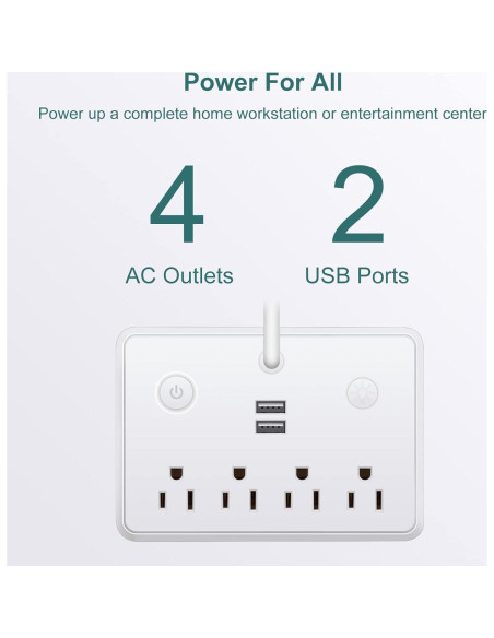 Lámpara de Escritorio LED Romatico con 2 Puertos USB y 4 Salidas AC