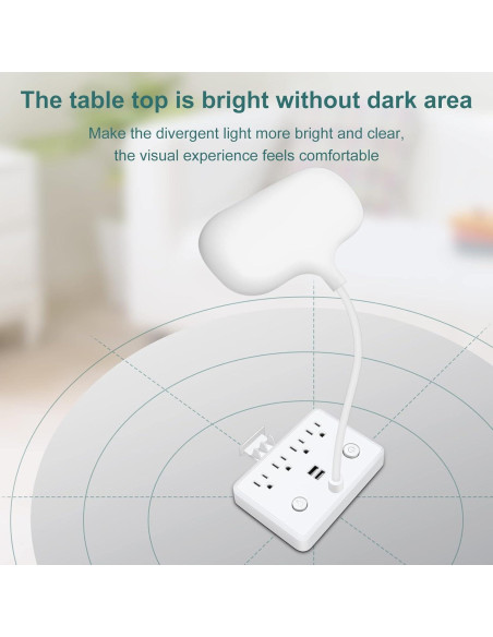 Lámpara de Escritorio LED Romatico con 2 Puertos USB y 4 Salidas AC