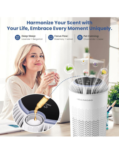 Purificador de Aire HEPA Hearbobo K03 para Habitaciones Grandes
