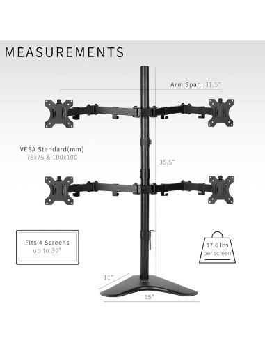 Soporte de Monitor Cuádruple VIVO STAND-V004F Ajustable 33-76 cm