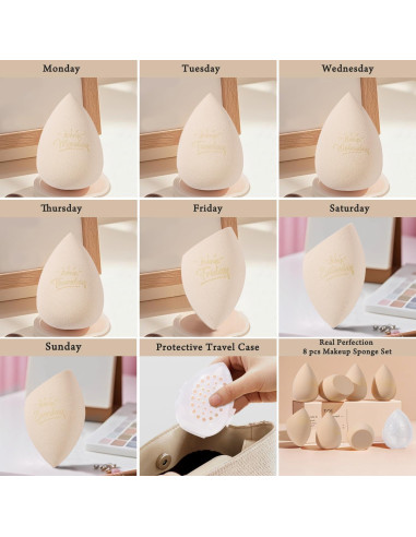 Juego de Esponjas de Maquillaje Real Perfection 8 Piezas Beige