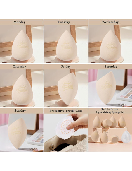 Juego de Esponjas de Maquillaje Real Perfection 8 Piezas Beige