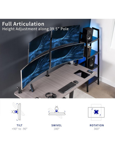 Soporte de Monitor VIVO STAND-TS38C-4 para 4 Pantallas 27-38"