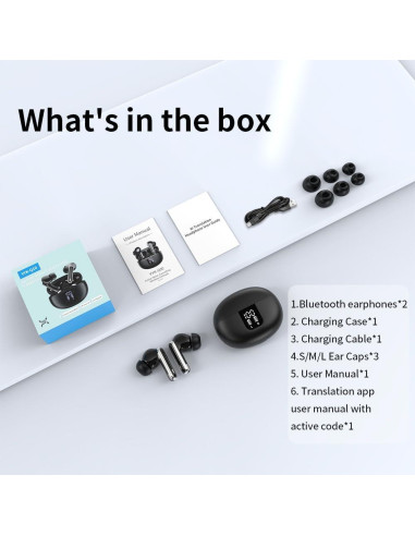 Auriculares Inalámbricos Hsility con Traducción 144 Idiomas Bluetooth 5.4