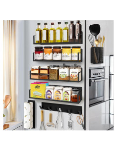 Estantes Magnéticos IYEBAU para Especias - 7 Piezas, Negro