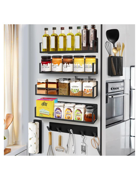 Estantes Magnéticos IYEBAU para Especias - 7 Piezas, Negro