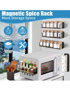 Estantes Magnéticos IYEBAU para Especias - 7 Piezas, Negro 2