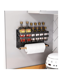 Estante Magnético para Especias Sleclean 34 cm Negro 2 en 1