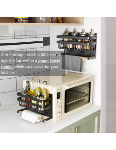 Estante Magnético para Especias Sleclean 34 cm Negro 2 en 1 2