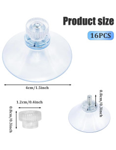 16 Ganchos de Ventosa JDBZYDM 40mm PVC Transparente para Baño 2