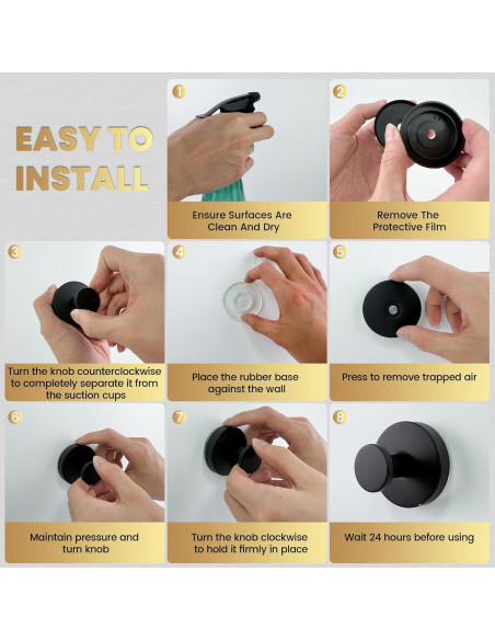 Ganchos de Ventosa SUNBAK 4 Paquete Alta Resistencia Negro Ganchos de Ventosa SUNBAK 4 Paquete Alta Resistencia Negro