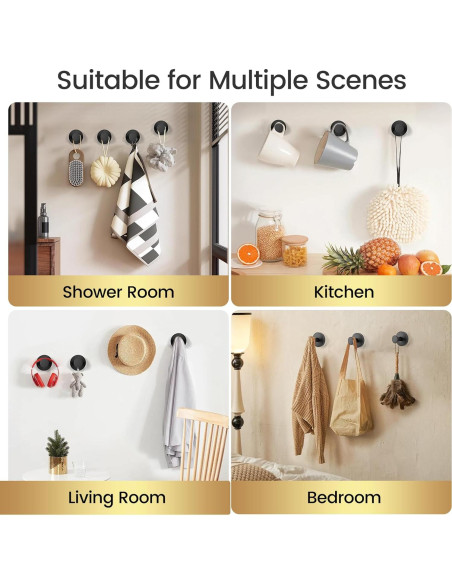 Ganchos de Ventosa SUNBAK 4 Paquete Alta Resistencia Negro Ganchos de Ventosa SUNBAK 4 Paquete Alta Resistencia Negro